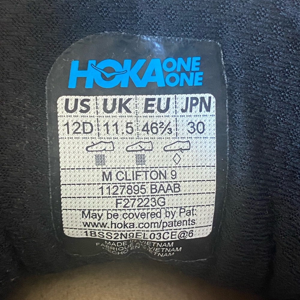 Hoka One One Clifton 9 Running Shoes
Men’s 12 - Picture 6 of 6